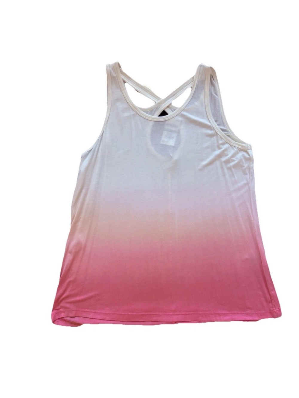 Ideology White to Pink Ombre Cross-Back Tank